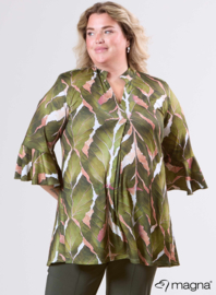 Flared Sleeves Relaxed Tunic (C-2503-PRINT) T69031-Autumn Leaves Green