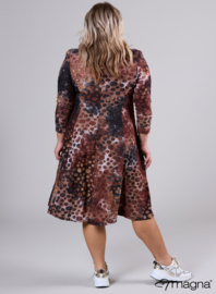 Long A-Line Tuniek-Dress (C-2130-MSH) U55064-Dots Brown-Black