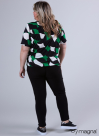 Short Sleeve Puffy Shirt (B-8018-PRINT) V75058-Diamond Blocks Green