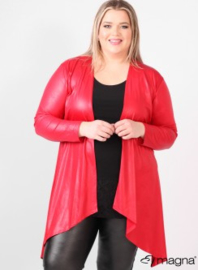 Leather Look Bolero lange mouw (A-74) 015-Rood