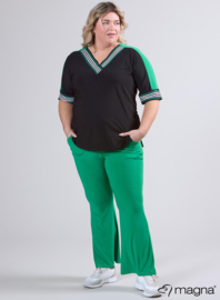 V-Neck Wide Trim Shirt (B-2422) V15058-Green-Black-White