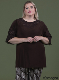 Shirt korte mouw -met kant(B-2220) 064-Brown