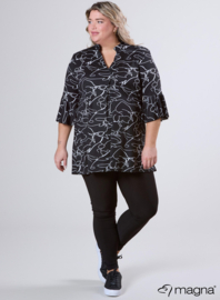 Flared Sleeves Relaxed Tunic (C-2503-PRINT) U36001-Scribble Black