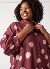 Button Down Flowy Tunic (C-2617-PRINT) T11032-Orbit Circles Wine Red