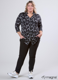 Button Tunic V-Shaped Neckline (C-2506-PR) U29001-Arrow Sketch Black
