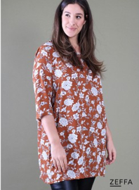 Simple Tunic  (ZF-TU-1005-pol) 002728-Flower Rust/Orange