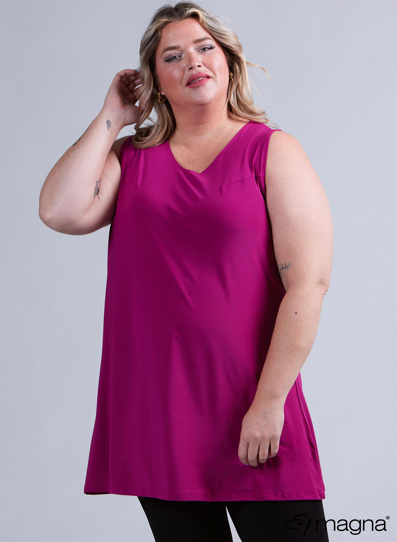 A-Line Sleeveless tunic/top (A-2302-SOLID) 056-Magenta