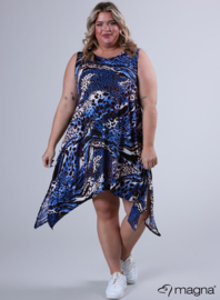 A-Shaped Sleeveless Split Dress (C-2323-PRINT) W66060-Graphical Leo Blue