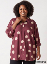 Button Down Flowy Tunic (C-2617-PRINT) T11032-Orbit Circles Wine Red
