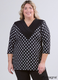V-Pleated Shirt (B-2501-PRINT) 411001-Medium Polka