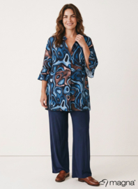 Flared Sleeves Relaxed Tunic (C-2503-PRINT) T10017-Fluid Design Navy