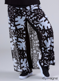 Broek Basic met chiffon laag(D-4003-PR) 202001-Big Leaves BW
