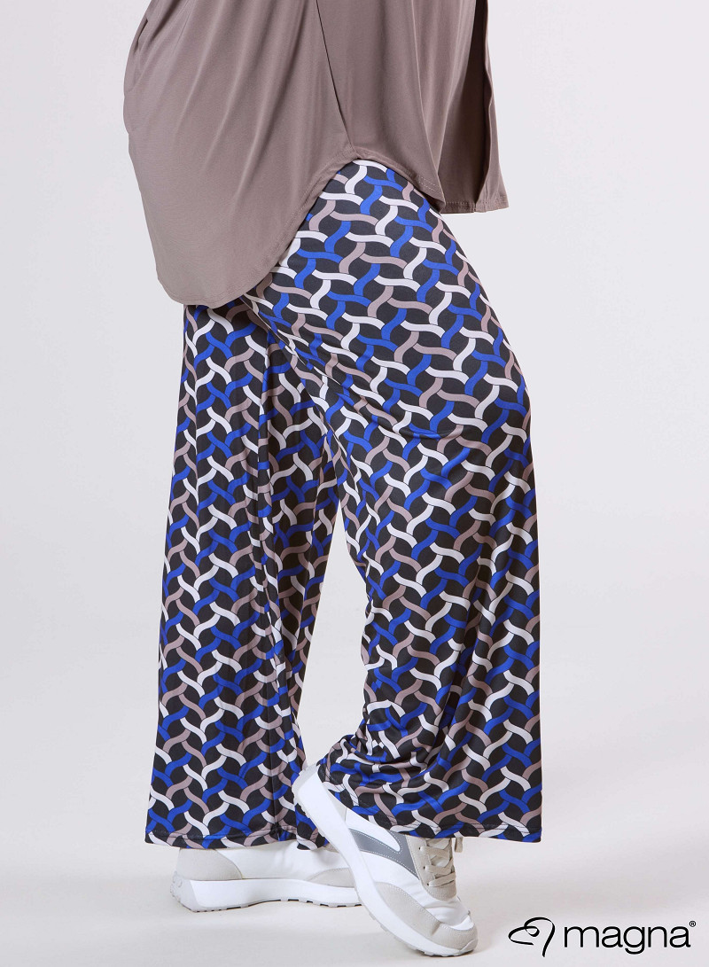 Broek Basic (D-03-PR) T72060-Woven Royal Blue-Sand