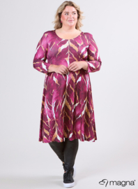 Long A-Line Tunike-Dress (C-2130-PRINT) T69032-Autumn Leaves Wine Red