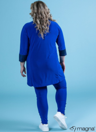 V-nek tuniek met print afwerking langs hals en mouwen (C-2220) 060-Royal Blue