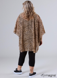 Poncho WINGS chiffon print (M-0004-CHP) V03061-Small Leo Taupe