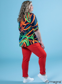 Roll Sleeve Top (B-9001-PR) W91060-Neon Lines