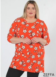 Simple Tunic  (ZF-TU-1005-pr) Y80019-Flower Orange