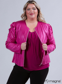 Kort Leather Look Puff Shoulder Jacket (K-2401-LL) 056-Magenta