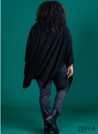 Oversized Tuniek/Ponncho (ZF-PO-1002)  001-Zwart