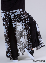 Broek Basic met chiffon laag(D-4003-PR) 202001-Big Leaves BW