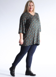 Wijd vallende tuniek met zakken (C-2021-VIS PR) 000231-Swirl Circle Khaki