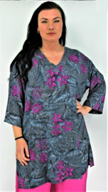 Tuniek "KENZA" (04-4984) Grey-Purp Flwr