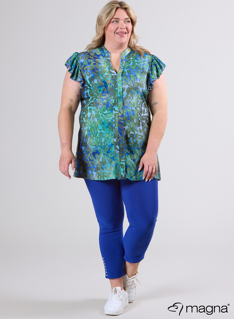 Sleeveless Frill Tunic (C-2305-MSH) U15060-Leopard Blue-Green