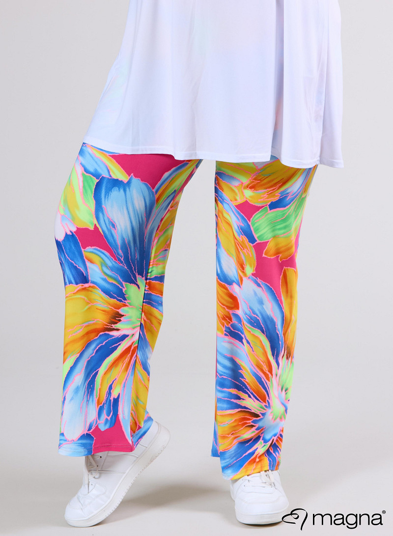 Broek Basic (D-03-PR) T75071-Neon Flower Blue-Orange