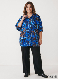 Button Down Flowy Tunic (C-2617-PRINT) T10060-Fluid Design Royal Blue