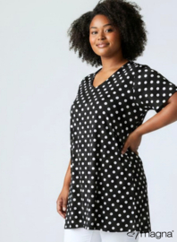 Short Sleeve A-lijn Shirt (B-9004-PRINT) 411001-Medium Polka Black