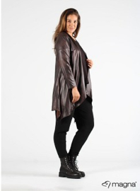 Leather Look Bolero lange mouw (A-74) 064-Donker Bruin