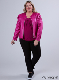 Kort Leather Look Puff Shoulder Jacket (K-2401-LL) 056-Magenta