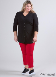 Button Tunic V-Shaped Neckline (C-2506) 001-Zwart