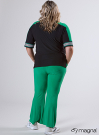V-Neck Wide Trim Shirt (B-2422) V15058-Green-Black-White