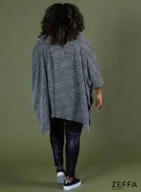 Oversized Tuniek/Ponncho (ZF-PO-1002-HVPK)  W08001-Textured BW
