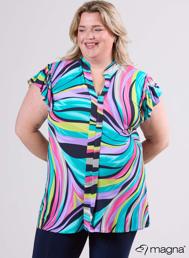 Sleeveless Frill Tunic (C-2305-PR) T73017-Rainbow Waves