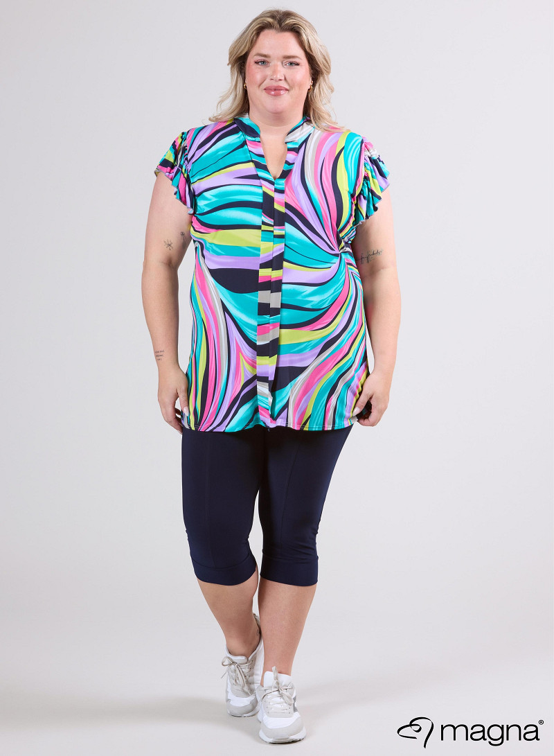 Sleeveless Frill Tunic (C-2305-PR) T73017-Rainbow Waves