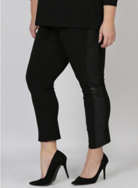 Legging Side Leather Look Stripe (F-0037) 001-Zwart