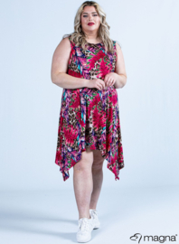 A-Shaped Sleeveless Split Dress (C-2323-PRINT) W67006-Summer Jungle Pink