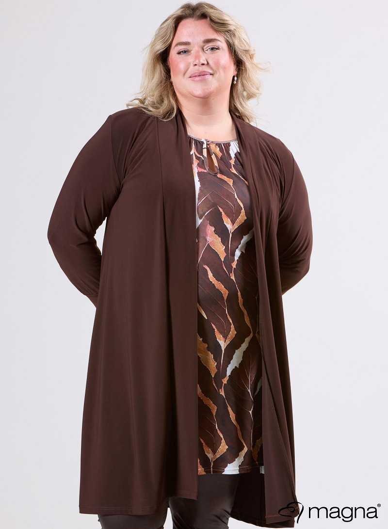 Open Front Loose Cardigan (N-2201) 064-Brown