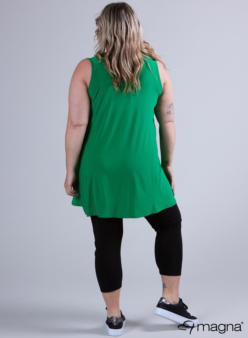 A-Line Sleeveless tunic/top (A-2302-SOLID) 058-Forrest Green