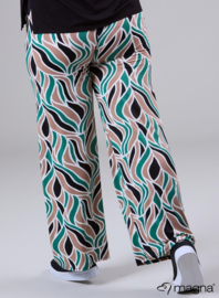 Broek Basic (D-03-PR) U96038-Abstract Leaves Sand/Green