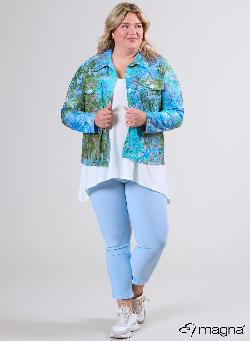 Jaquard Button Jacket (K-2402-MSH) T850051-Bush Aqua