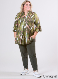 Flared Sleeves Relaxed Tunic (C-2503-PRINT) T69031-Autumn Leaves Green