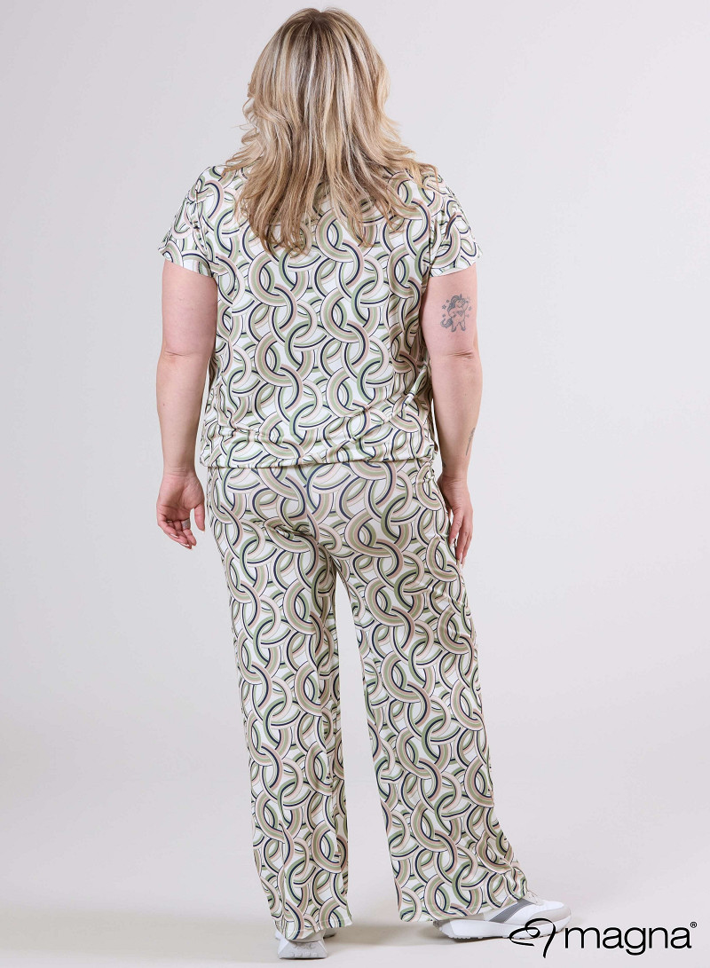 Simple Elastic Band Shirt (A-2502-PRINT) T74022-Rings Khaki-Sand