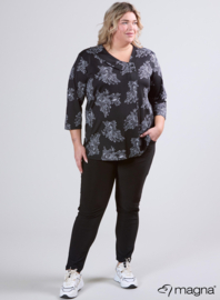 Comfy Button Flap Tunic (C-2504-PRINT) U34001-Flowers Sketch BW