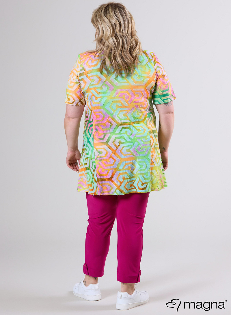 A-Line Short Sleeve Shirt (B-2508-MSH) T77008-Maze Orange-Pink-Lime