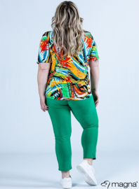 Flowy V-Neck Shirt (B-2103-pr) W87076-Multicolor Splash Jungle