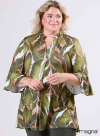 Flared Sleeves Relaxed Tunic (C-2503-PRINT) T69031-Autumn Leaves Green